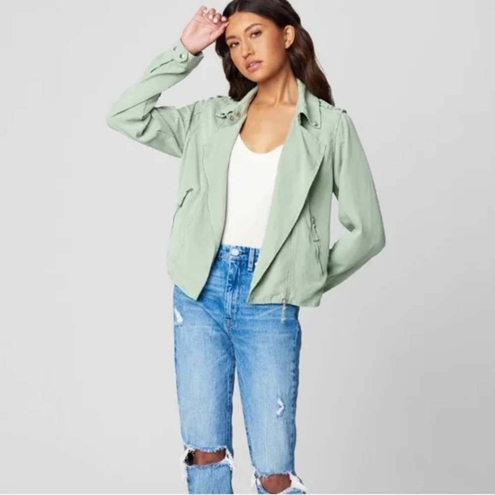 BLANK NYC Jacket Womens Small Green Sage Moto Military Contemporary
